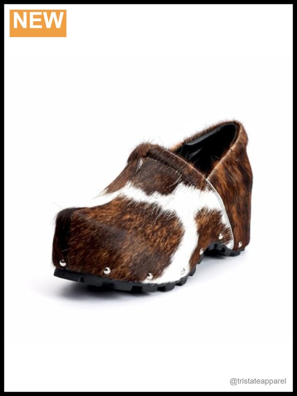Handcrafted Calf Hair Patchwork Platform Mules with Arch Support